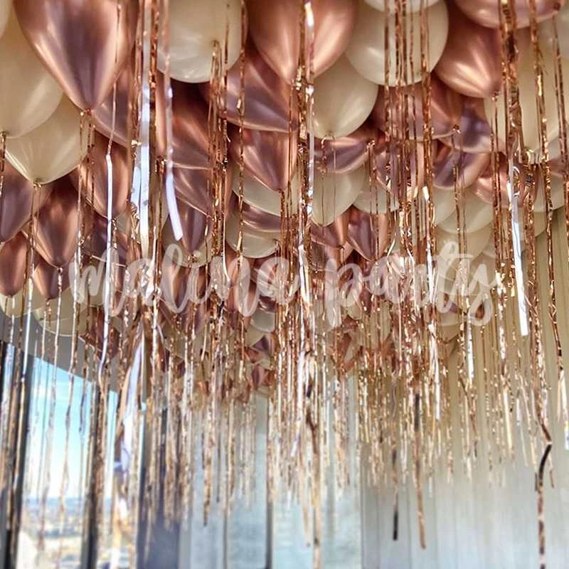 Шарики хром розовое золото бежевый с дождиками 30 шт