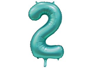 Шар Цифра 2 Сатин Teal