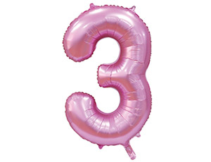 Шар Цифра 3 Сатин Pink