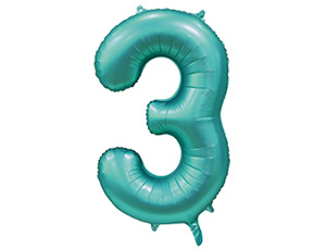 Шар Цифра 3 Сатин Teal