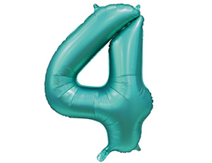 Шар Цифра 4 Сатин Teal