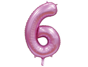 Шар Цифра 6 Сатин Pink