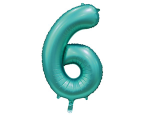 Шар Цифра 6 Сатин Teal