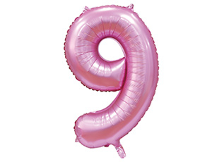 Шар Цифра 9 Сатин Pink